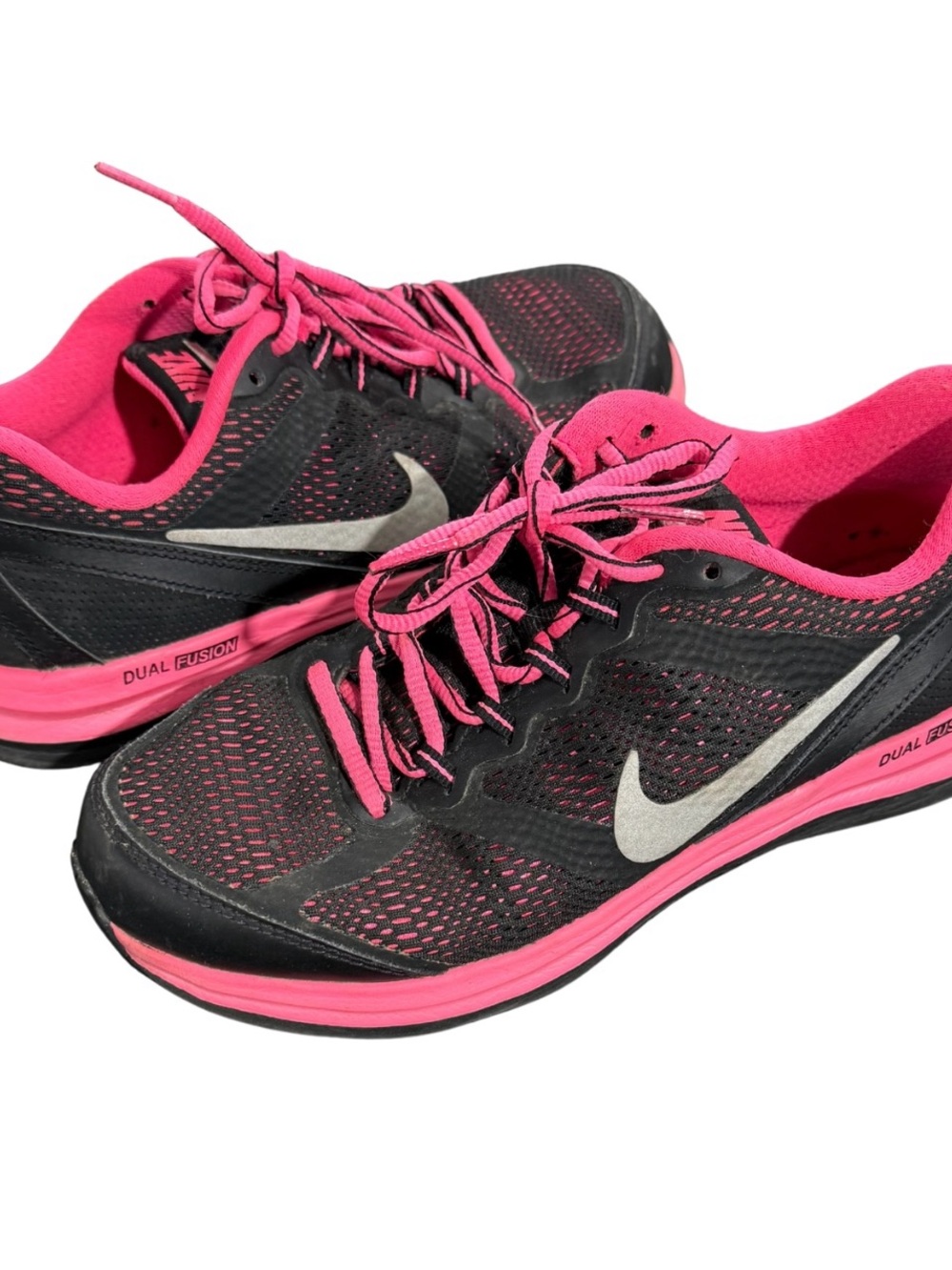 Nike Girls Black & Pink Dual Fusion Running Shoes 6.5 (5Y)